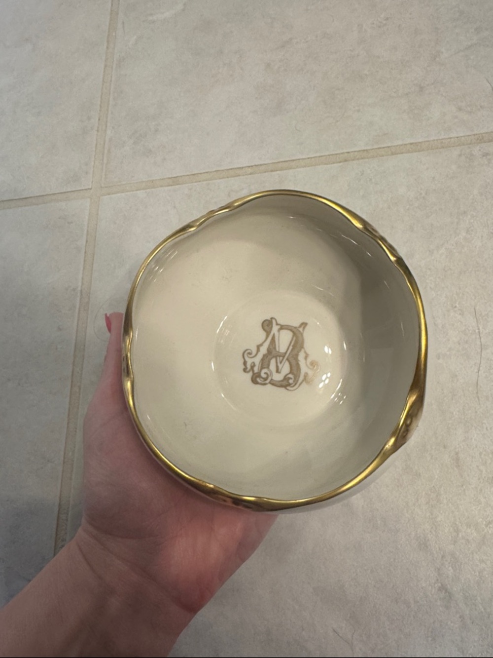 Custom MB Monogrammed Pickard Bowl with Gold Trim